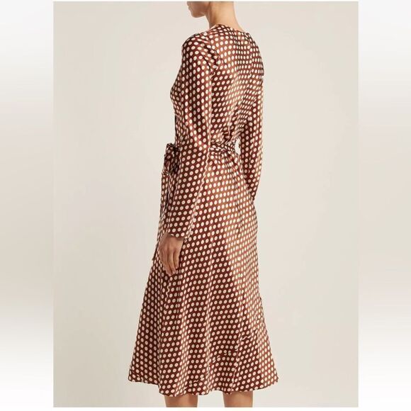 NEW DIANE VON FURSTENBERG $468 TILLY BAKER DOT SILK WRAP MIDI DRESS - Picture 9 of 15